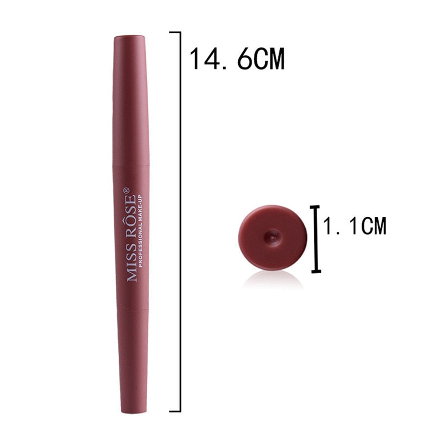 MISS ROSE 1PC Double-end Lasting Lipliner Waterproof Lip Liner Stick Pencil 8 Colors Party Daily Makeup Lipliner Pen