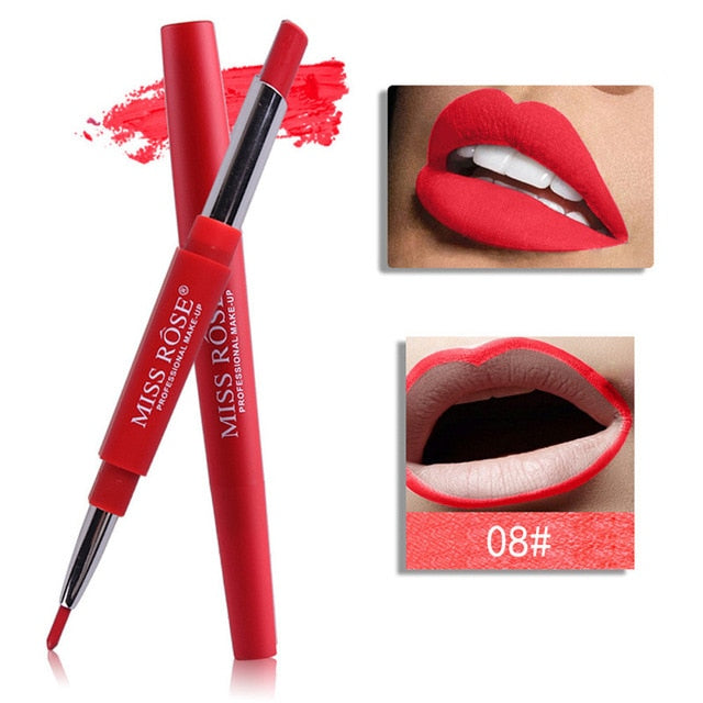 MISS ROSE 1PC Double-end Lasting Lipliner Waterproof Lip Liner Stick Pencil 8 Colors Party Daily Makeup Lipliner Pen